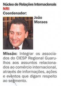 João Moraes - coordenador do Núcleo de Relações Internacionais do CIESP Guaulhos