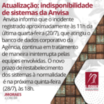 Atualização: indisponibilidade de sistemas da Anvisa