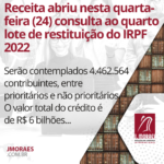 Receita abriu nesta quarta-feira (24) consulta ao quarto lote de restituição do IRPF 2022