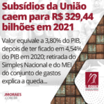 Subsídios da União caem para R$ 329,44 bilhões em 2021
