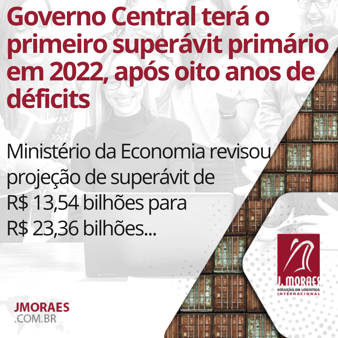 Governo Central terá o primeiro superávit primário em 2022, após oito anos de déficits J. Moraes Governo Central terá o primeiro superávit primário em 2022, após oito anos de déficits J. Moraes