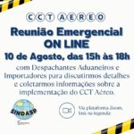 CCT AÉREO – REUNIÃO EMERGENCIAL ON LINE AMANHÃ 10/08