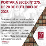 PORTARIA SECEX Nº 275, DE 20 DE OUTUBRO DE 2023