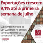 Exportações crescem 9,1% até a primeira semana de julho