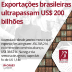 Exportações brasileiras ultrapassam US$ 200 bilhões